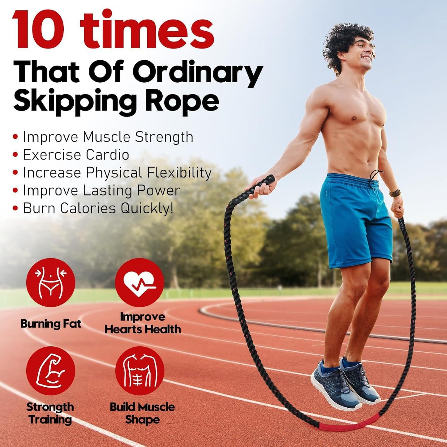 Weighted Jump Rope for Men and Women, 3Lb 4Lb 5Lb Adult Heavy Skipping Rope, Jumprope for Fitness,Workout Equipment, Fitness Equipment for Home Gym Exercise,Improve Strength and Building Muscle