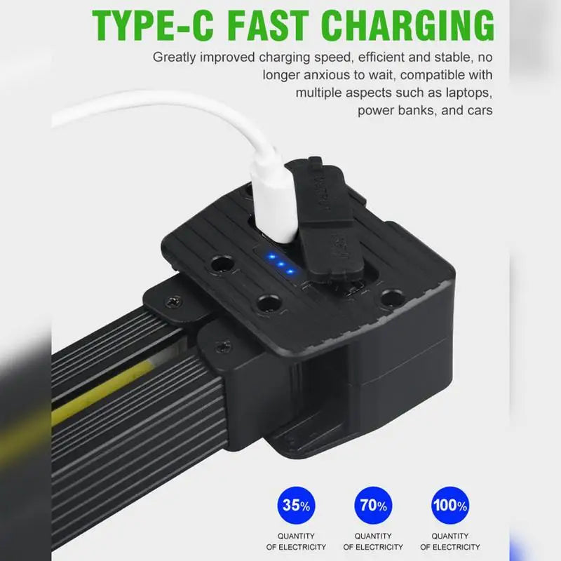 Gym Lamp Light Waterproof Led Flashlight Posing with Magnet 7-Grades Dimming USB Rechargeable 180 Degree Folding Worklight